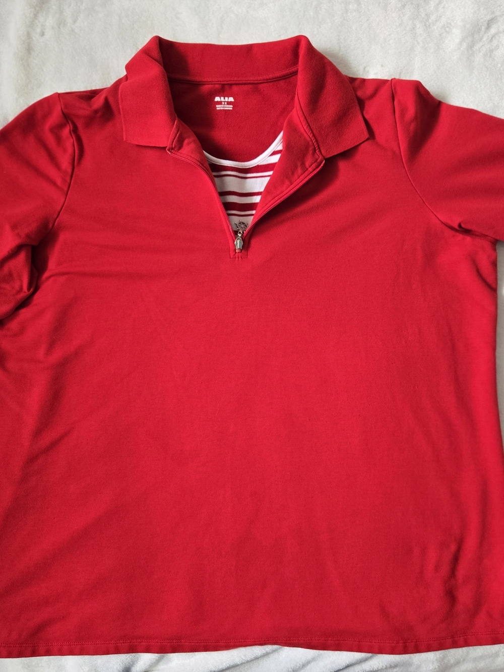 Ladies Red Zip-Front Polo,  3X